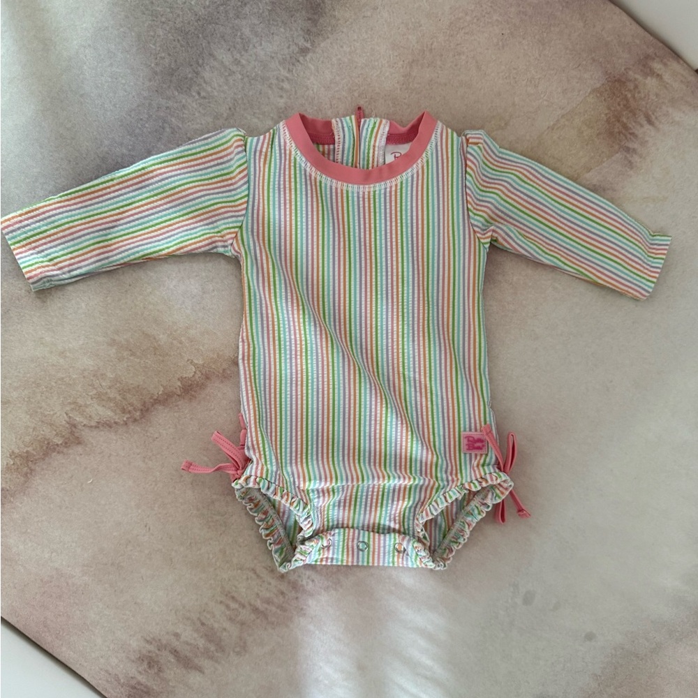 Ruffle Butts Multicolor Striped Kids Swim One Piece